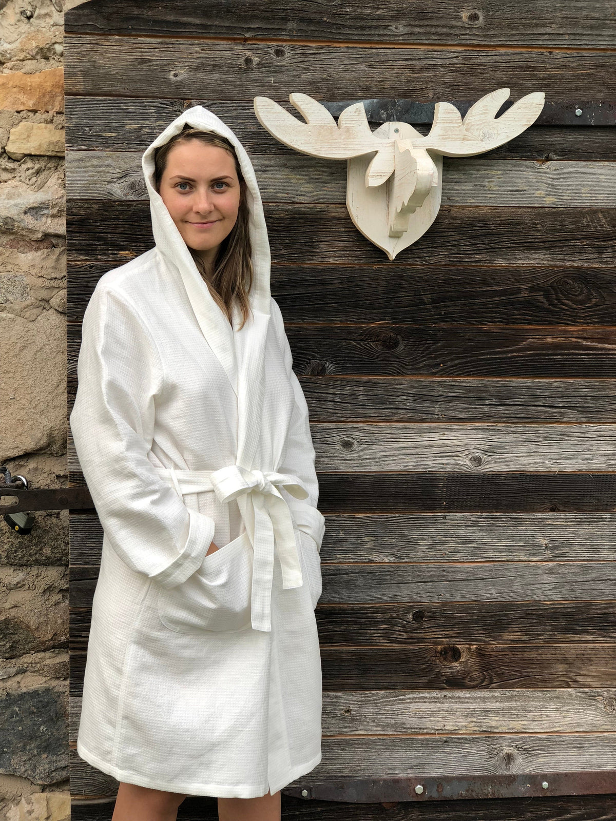 White Linen robe &amp;quot;Veronica&amp;quot;, Waffle Robe, Kimono robe, robe coverup, Hooded Robe, linen bath robe, morning dress, women robe