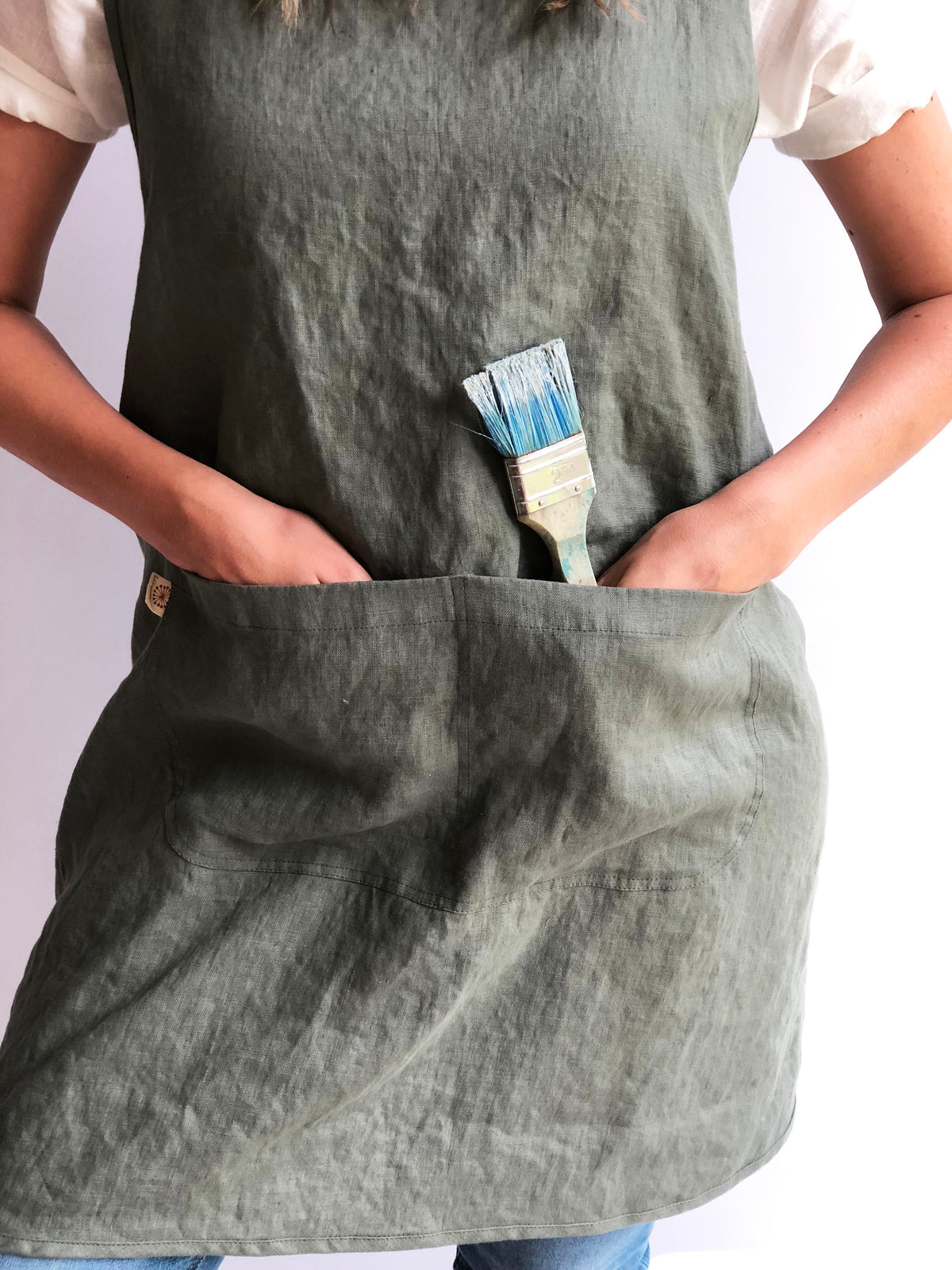 Pinafore Apron, Linen Smock, Linen Pinafore Apron Dress, Full Apron, Linen Coverup, Smock Apron, Craft Apron, Christmas Gift, No Ties Apron