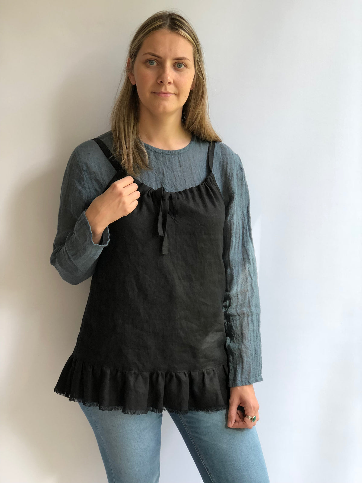 Sleeveless Linen Top &amp;quot;Carola&amp;quot;, Drawstring neckline Top, Womens Top, Linen Tee, Loose top, Loose Linen Shirt, Sleeveless Top, Strap Top Linen