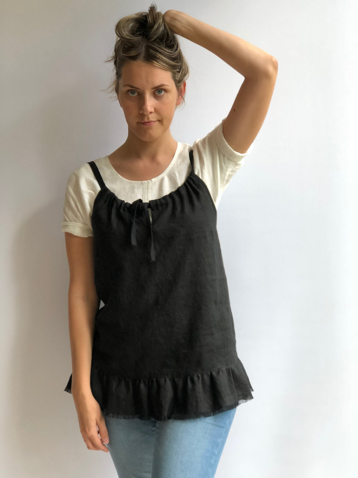 Sleeveless Linen Top &amp;quot;Carola&amp;quot;, Drawstring neckline Top, Womens Top, Linen Tee, Loose top, Loose Linen Shirt, Sleeveless Top, Strap Top Linen