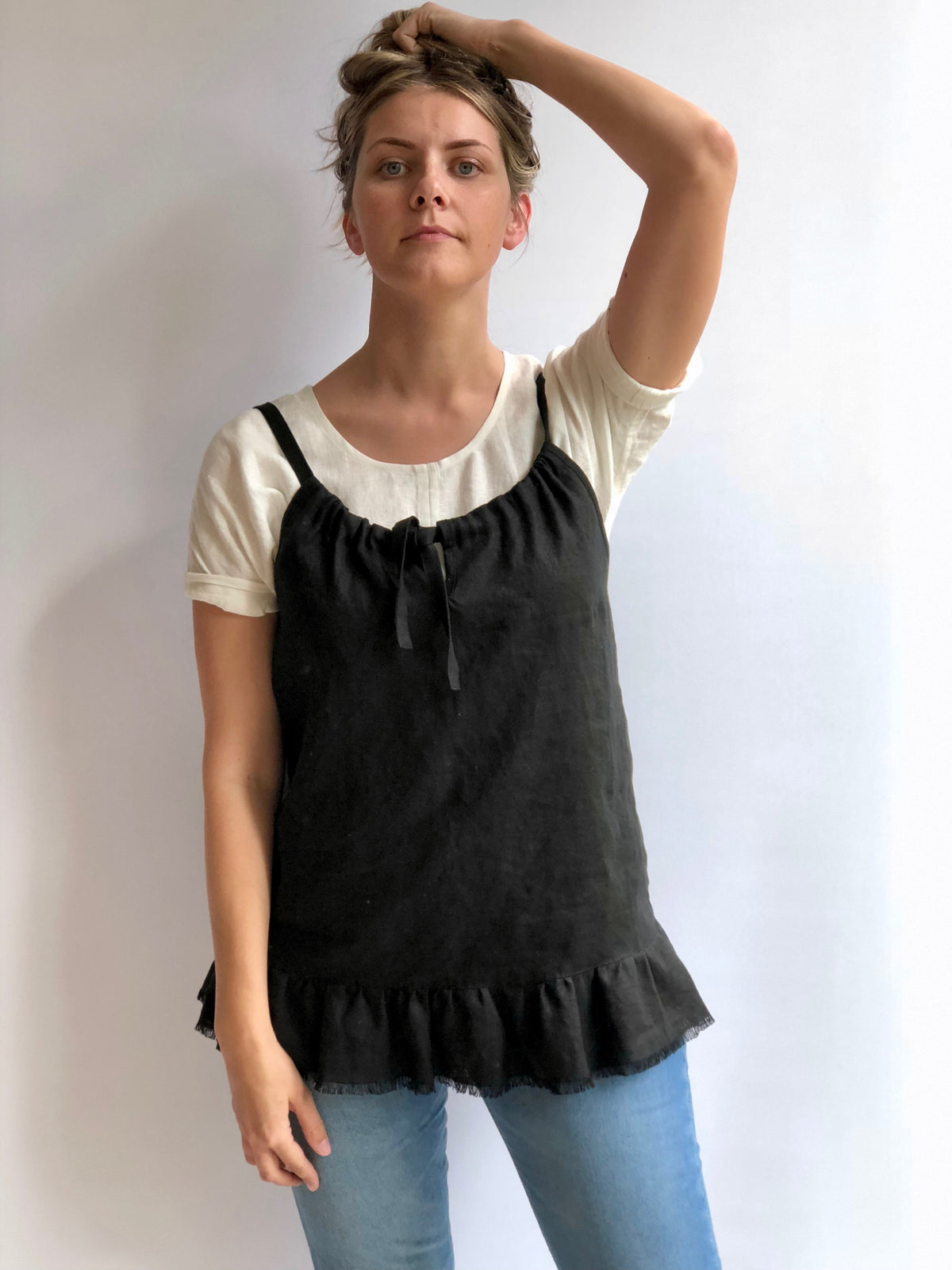 Sleeveless Linen Top &amp;quot;Carola&amp;quot;, Drawstring neckline Top, Womens Top, Linen Tee, Loose top, Loose Linen Shirt, Sleeveless Top, Strap Top Linen