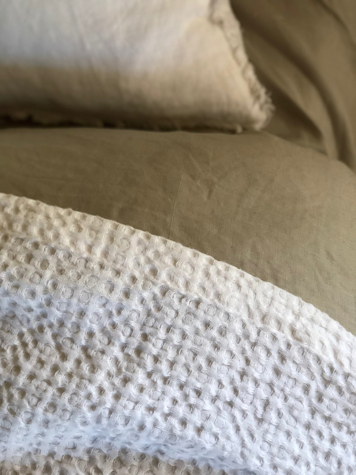 Bed cover White color Textured, Waffle  Linen blanket, Linen throw, Bed throw, rustic throw, White bed covers linen bedding