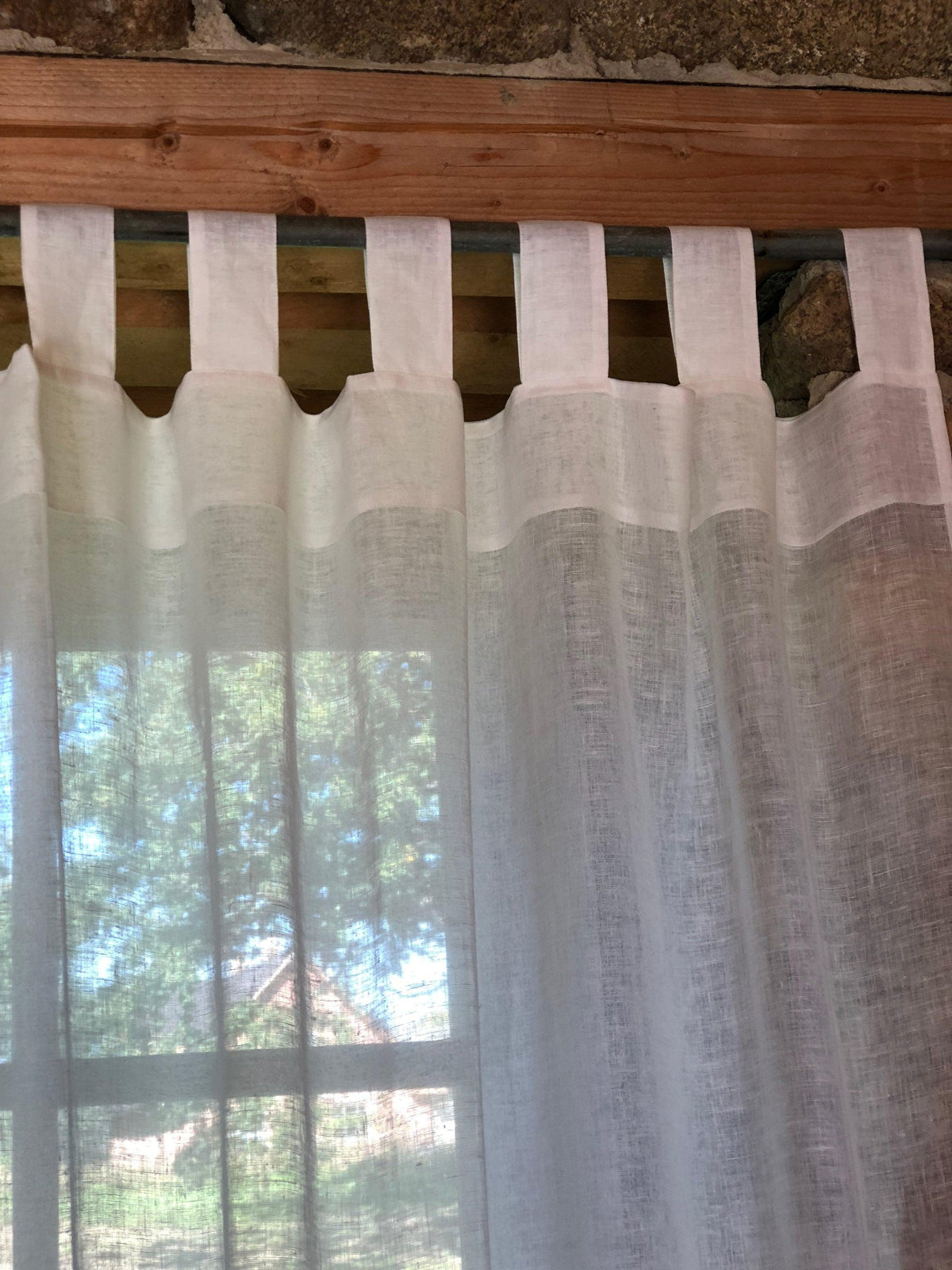 Linen Curtain Panel,White Curtains-Linenbee