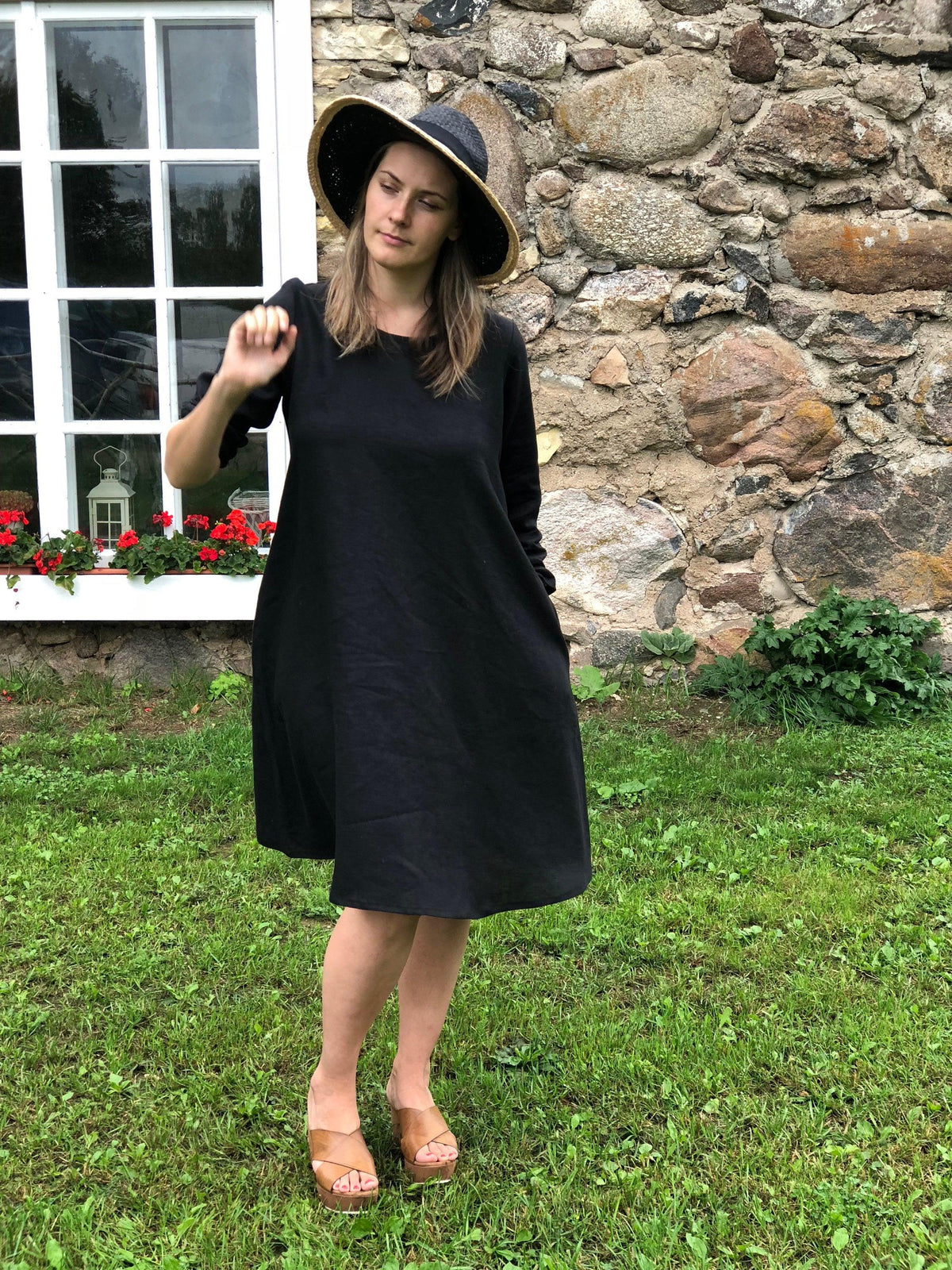 Little Black Dress "Eva" Black Linen Dress, Linen dress for women - Linenbee Little Black Dress "Eva" Black Linen Dress, Linen dress for women - Linenbee