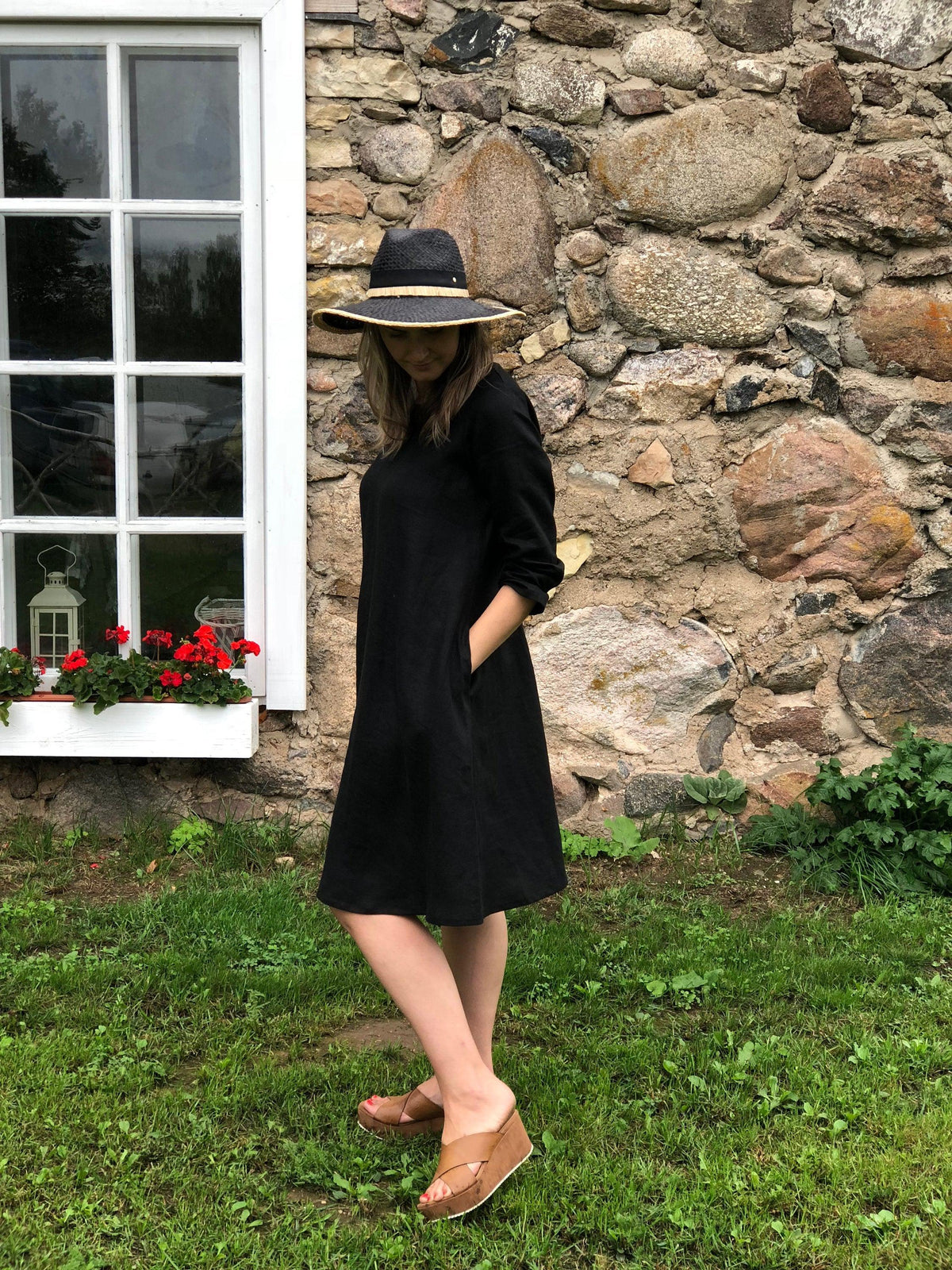 Little Black Dress "Eva" Black Linen Dress, Linen dress for women - Linenbee Little Black Dress "Eva" Black Linen Dress, Linen dress for women - Linenbee