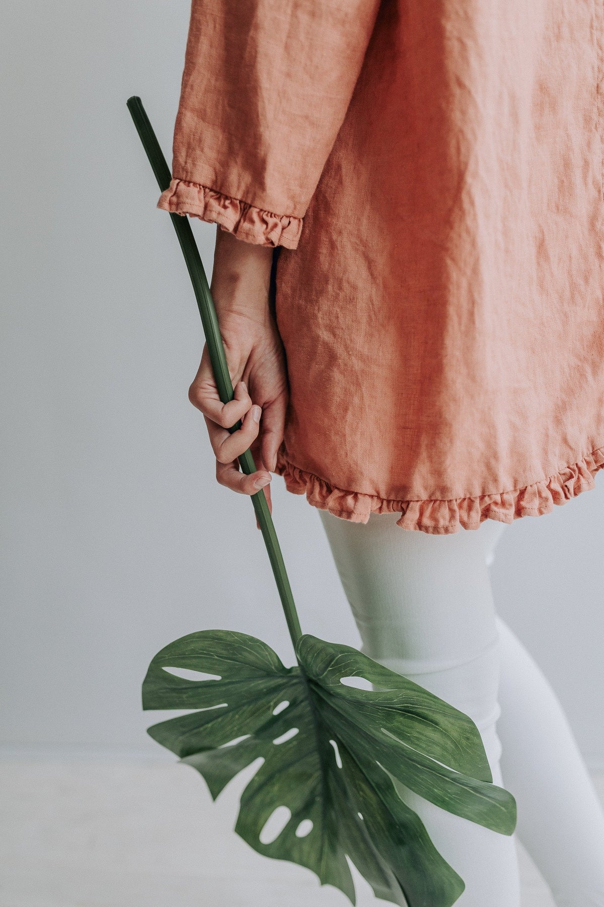 Linen tunic v-neck &amp;#39;Shirley V&amp;#39; with ruffles, tunic top, linen tunic for women, linen blouse woman, formal linen tunic ruffled, v neck tunic