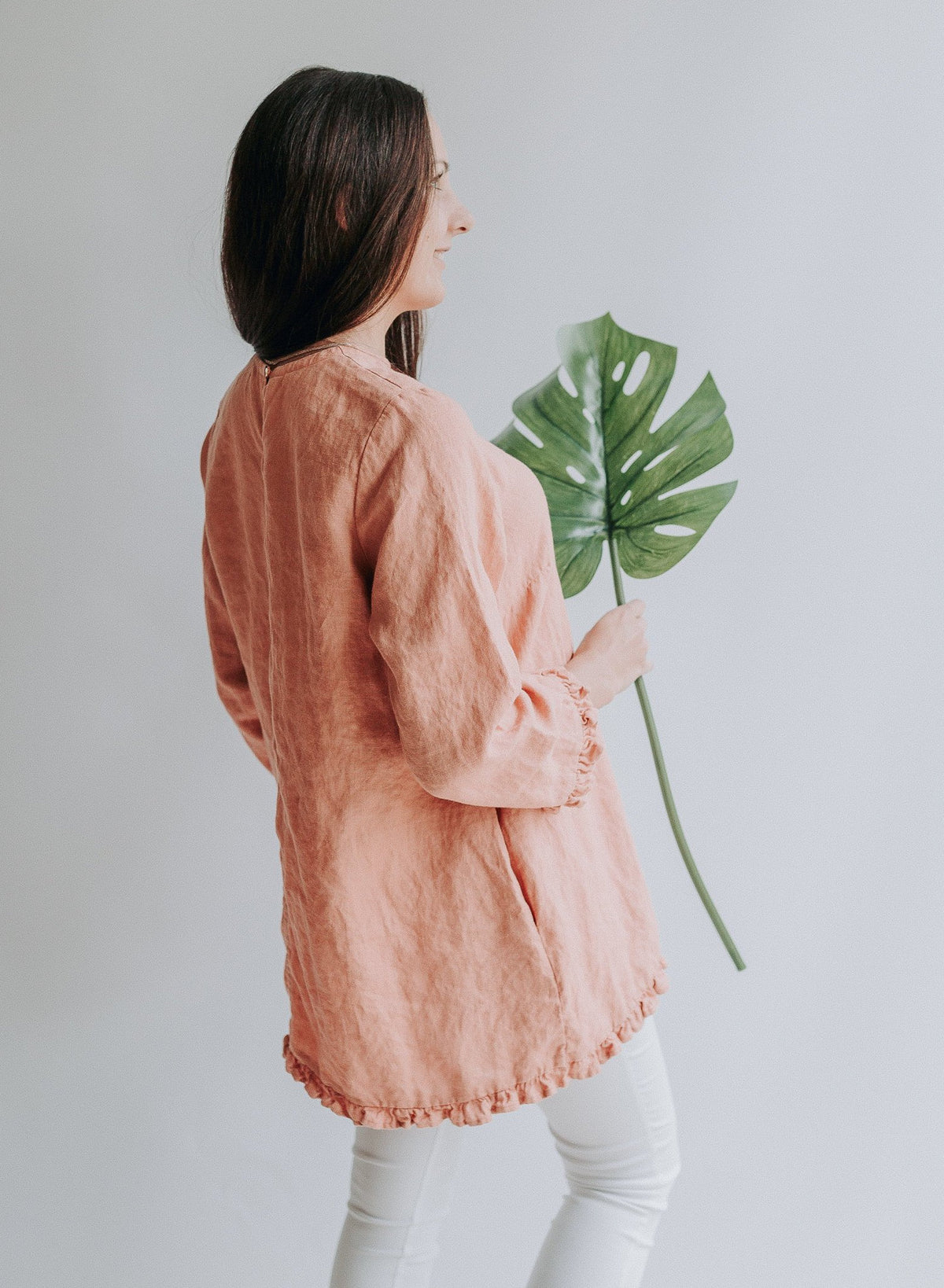 Linen Tunic with Ruffles &amp;#39;Shirley&amp;#39;, elegant linen tunic top, linen tunic for women, linen blouse woman, formal linen tunic ruffled, chic top