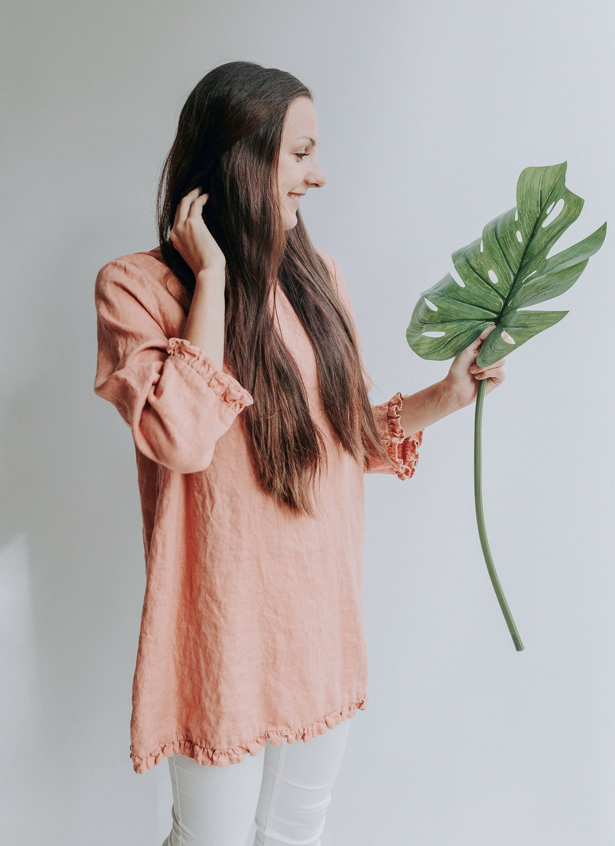 Linen Tunic with Ruffles &amp;#39;Shirley&amp;#39;, elegant linen tunic top, linen tunic for women, linen blouse woman, formal linen tunic ruffled, chic top