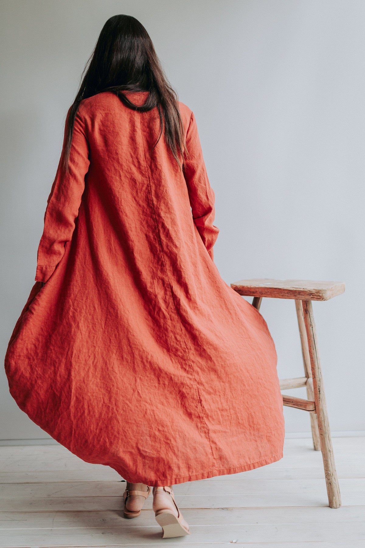 Linen Dress &amp;quot;Suzanna&amp;quot; Linen Balloon Dress Woman, Plus size Dress Pockets Winter Linen Dresses for Women, Maxi Dress Linen, Long Dress Tent