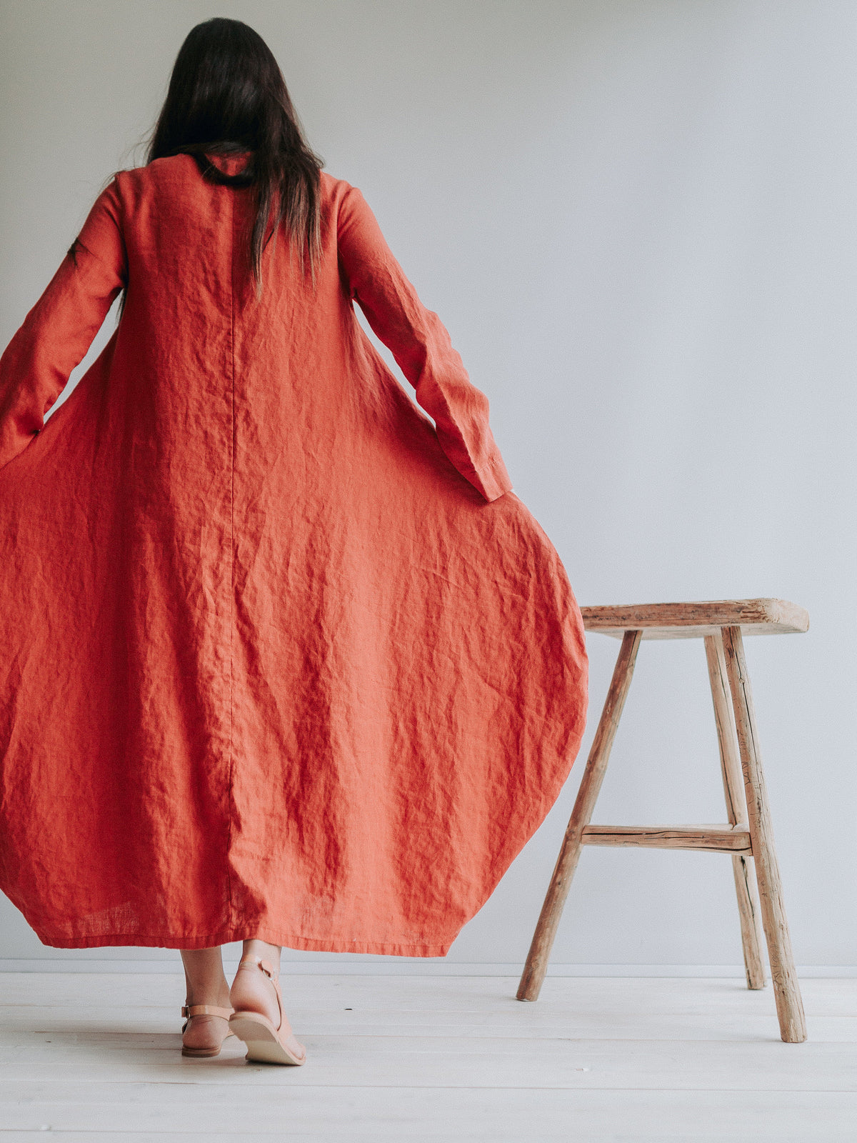 Linen Dress &amp;quot;Suzanna&amp;quot; Linen Balloon Dress Woman, Plus size Dress Pockets Winter Linen Dresses for Women, Maxi Dress Linen, Long Dress Tent