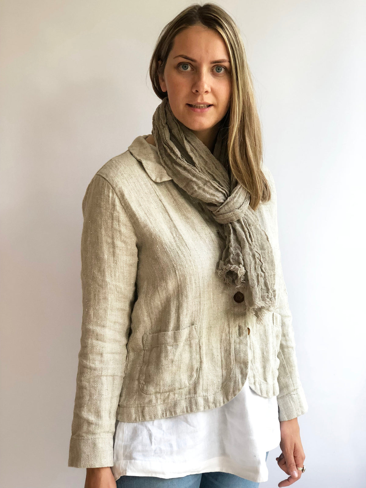 Natural Linen Scarf, Light Scarf, Taupe Scarf Linen, Soft Scarf, Scarf for Her Boho Scarf Pure Linen Scarf, Wrinkled Scarf Grey Beige