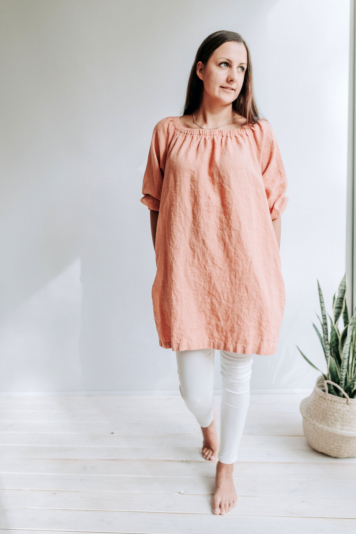 Womens Tunic &amp;quot;Lavinia&amp;quot;, Boho Linen Tunic Top, Plus size Linen Tunic, Off the Shoulder Tunic Top, Plus Size Tunic Top, Tunic Dress with Belt
