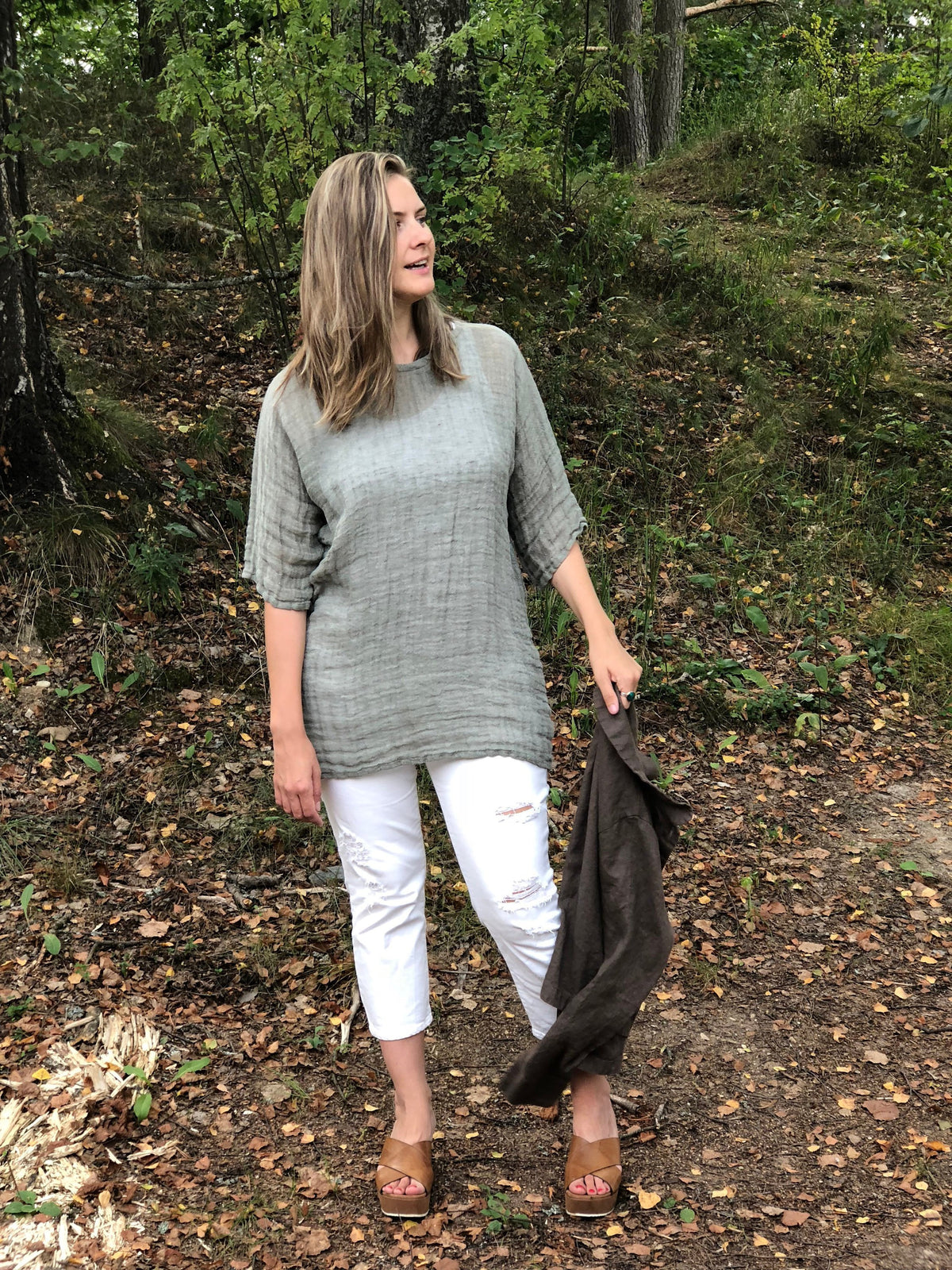 Linen Tunic Top &amp;quot;Helen-Slim&amp;quot;, Gauzy Lightweight Coverup, Gauzy Linen Top, Gauze Top, Beach Cover Up, Plus size cover up Plus Size Tunic Top