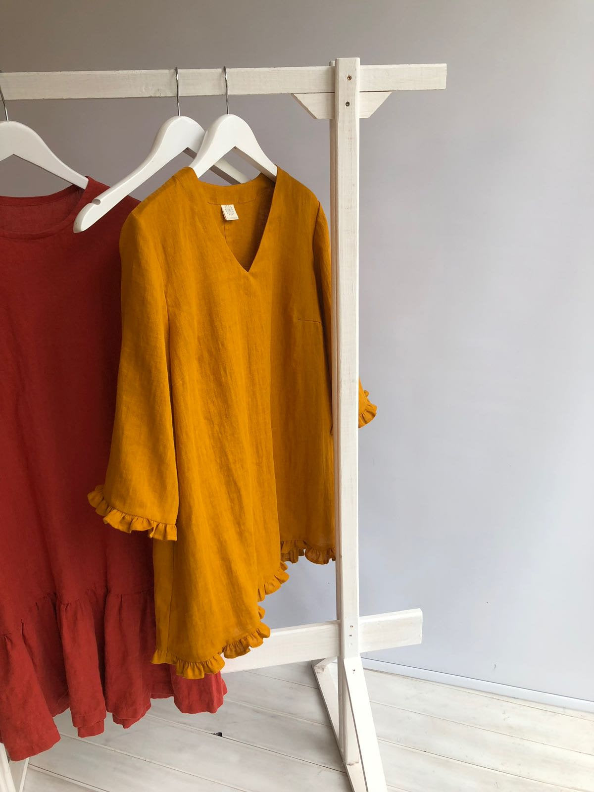 Linen tunic v-neck &amp;#39;Shirley V&amp;#39; with ruffles, tunic top, linen tunic for women, linen blouse woman, formal linen tunic ruffled, v neck tunic