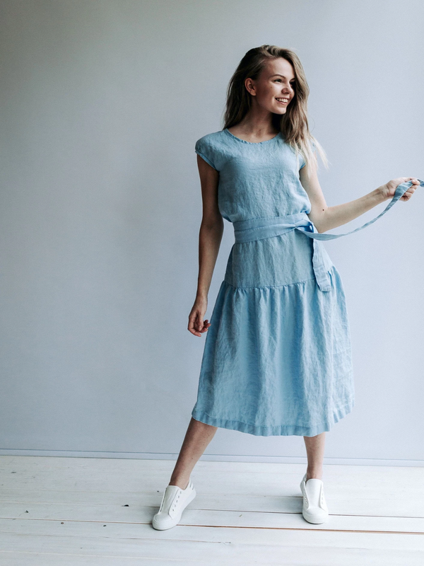 Drop Waist Dress from Linen, Drop Waist Maxi Dress