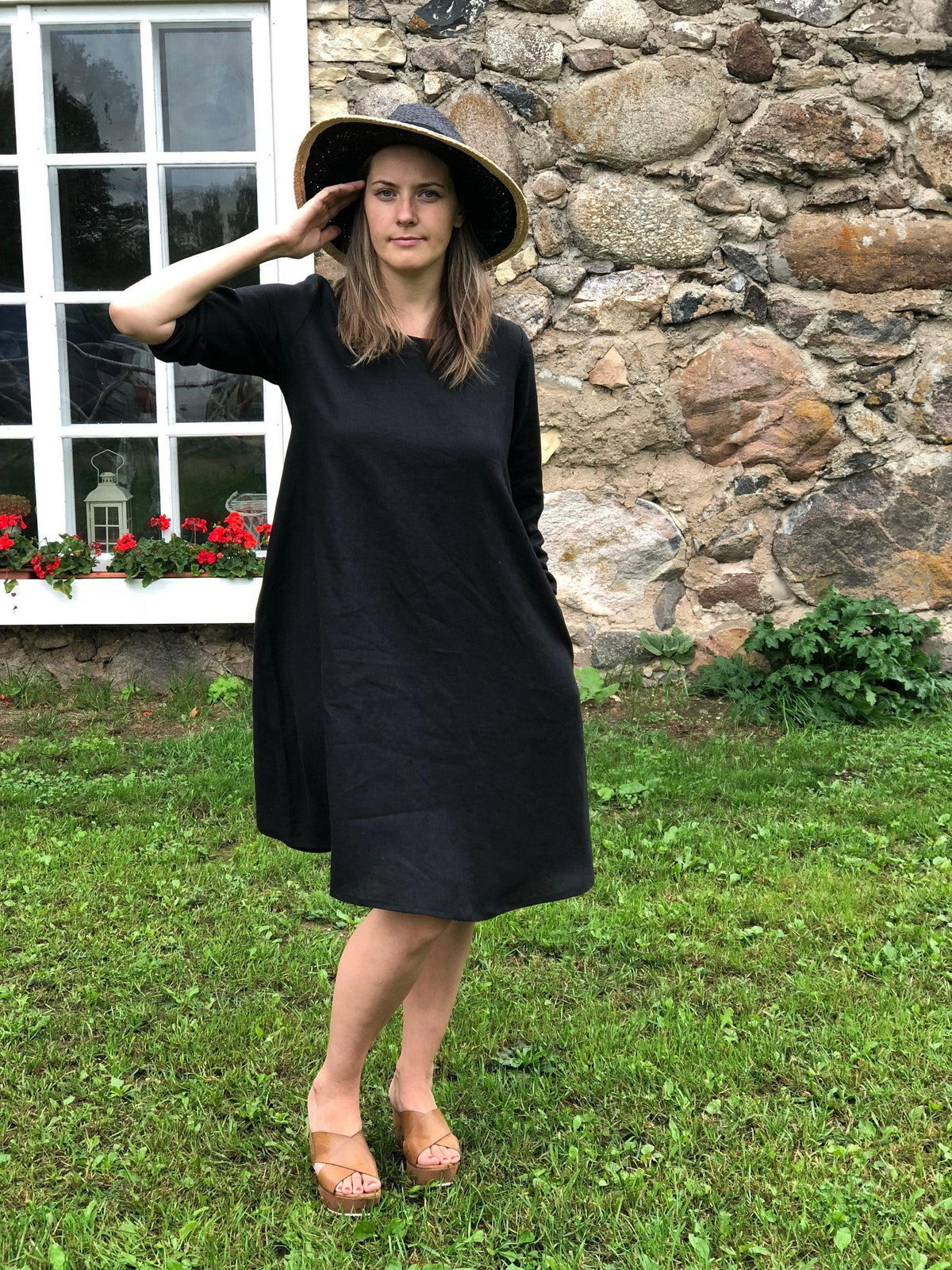 Little Black Dress "Eva" Black Linen Dress, Linen dress for women - Linenbee Little Black Dress "Eva" Black Linen Dress, Linen dress for women - Linenbee