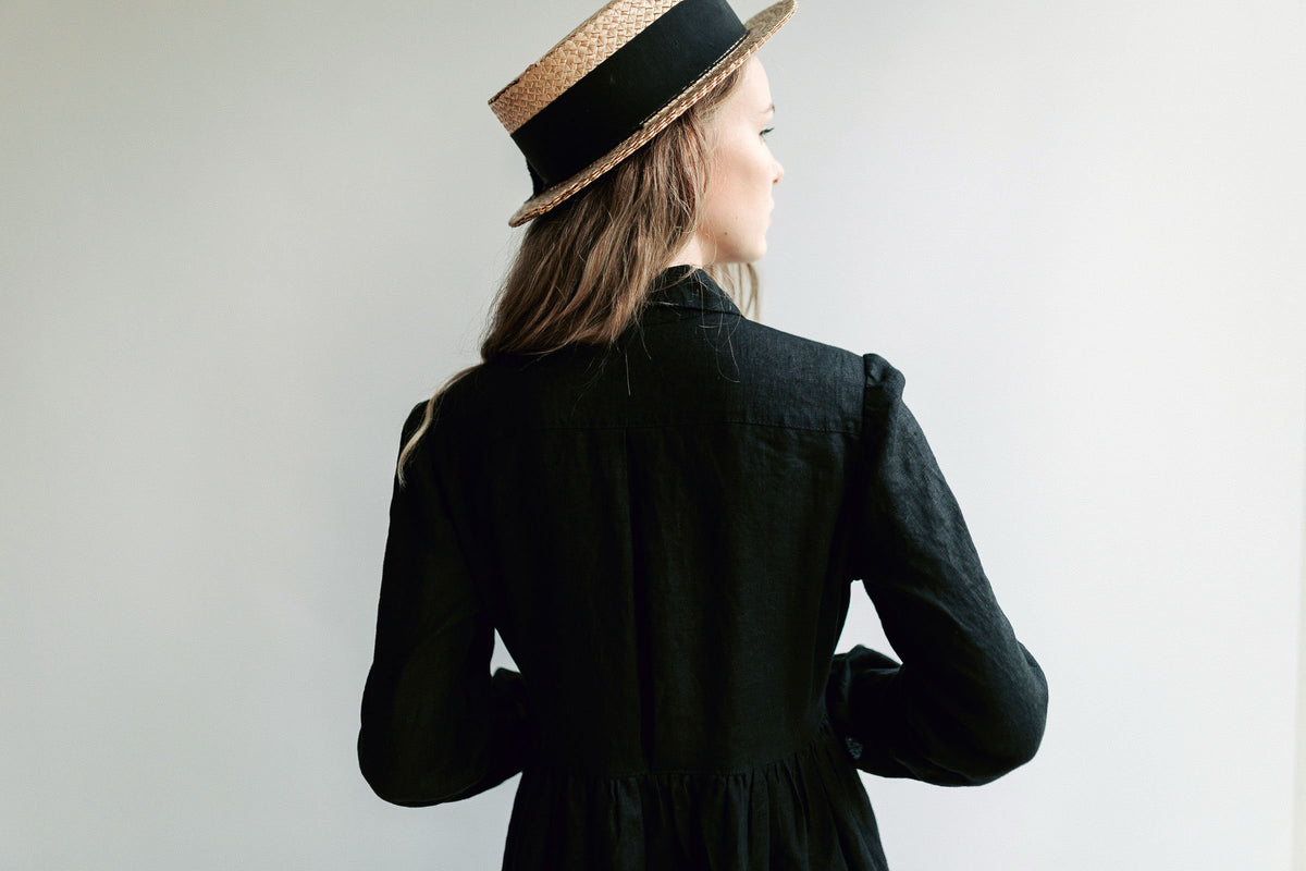 Linen Smock &amp;#39;Lisa&amp;#39; with Long Sleeves, Button Up Dress, Linen Dress for Woman, Long Linen Jacket Linen coat Linen duster Plus size Maxi Linen