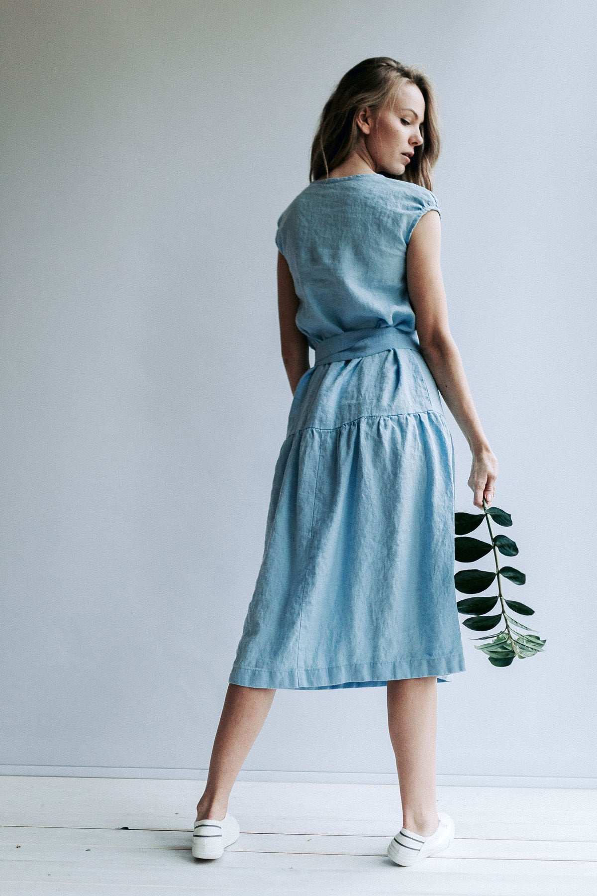 Drop Waist Dress from Linen, Drop Waist Maxi Dress - Linenbee Drop Waist Dress from Linen, Drop Waist Maxi Dress - Linenbee