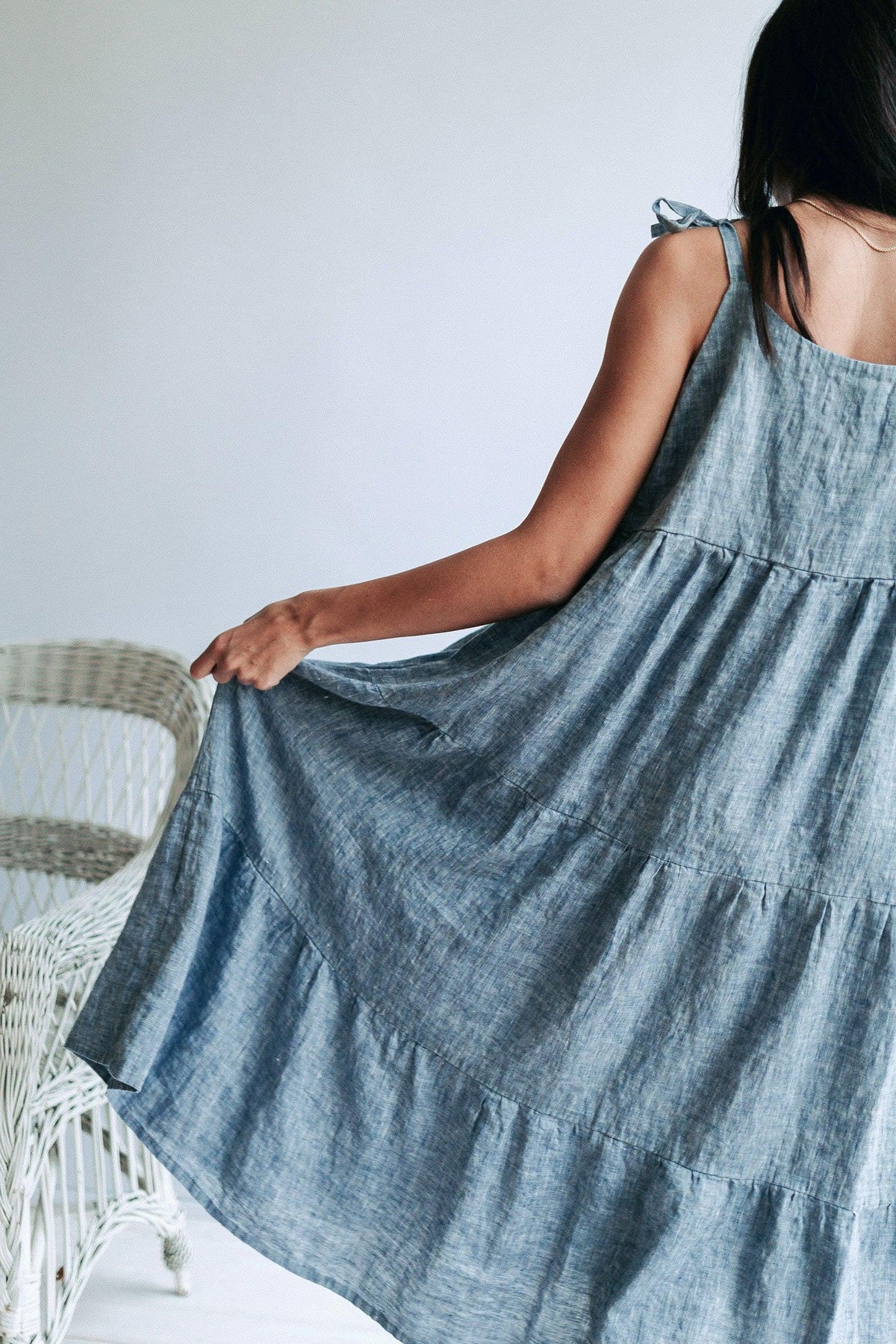 Prairie Dress "Elle", Sleeveless Linen Maxi Dress - Linenbee Prairie Dress "Elle", Sleeveless Linen Maxi Dress - Linenbee