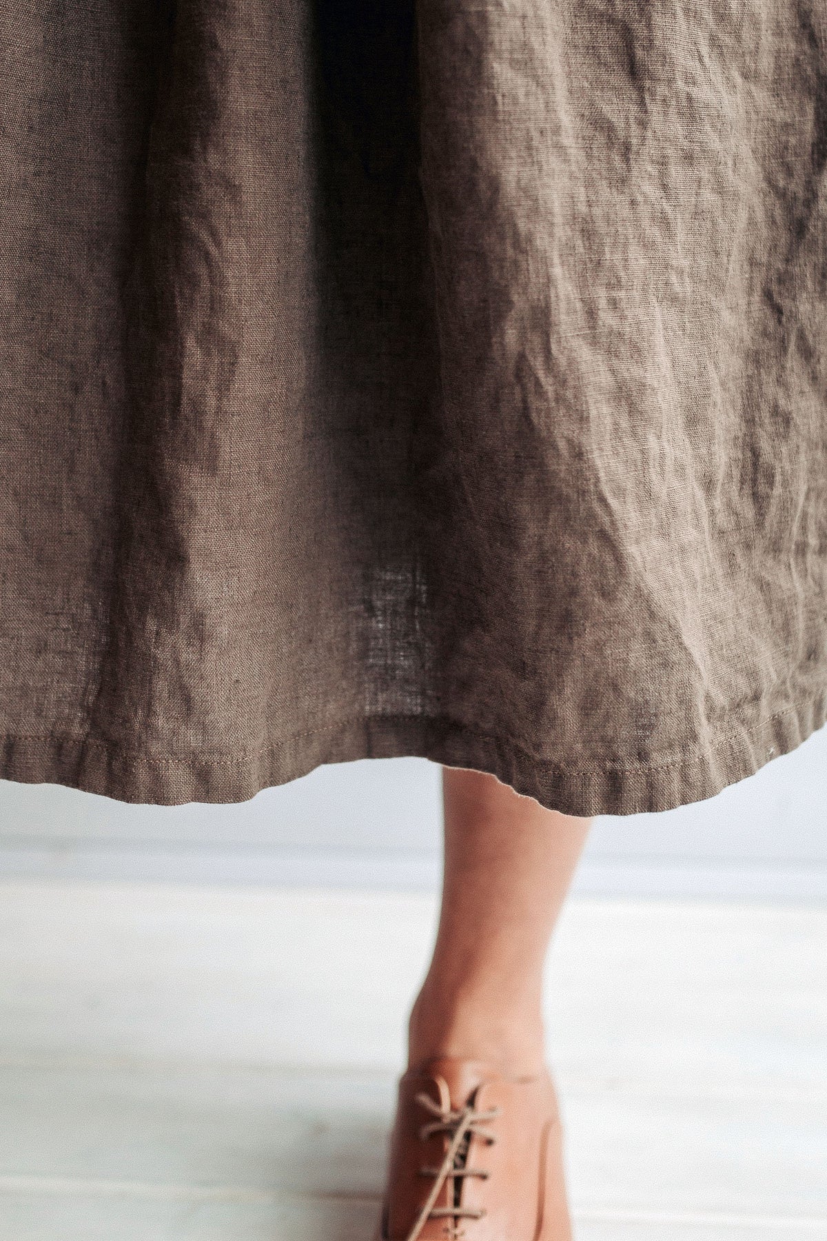 Loose Linen Dress "Jane" with Pockets, Midi length dress - Linenbee Loose Linen Dress "Jane" with Pockets, Midi length dress - Linenbee
