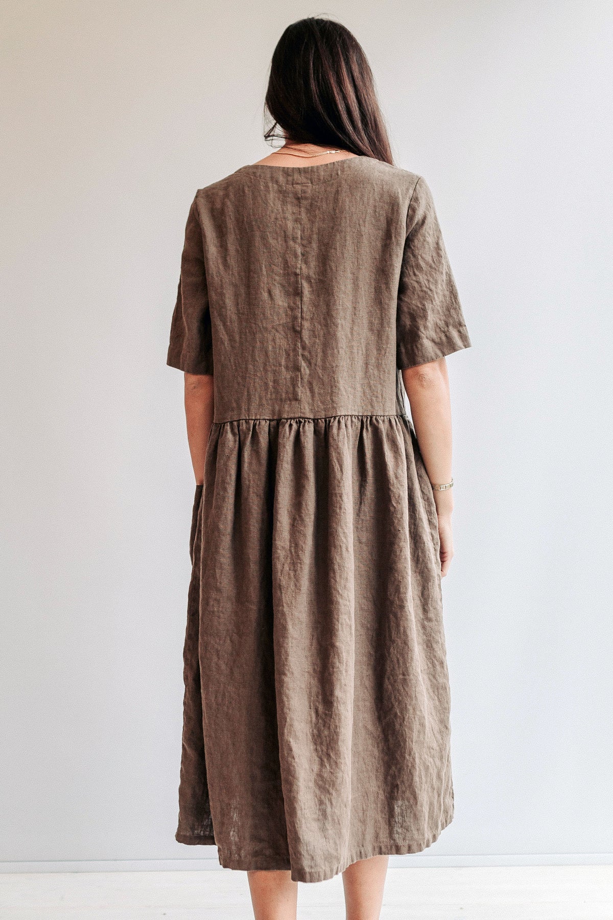 Loose Linen Dress &amp;quot;Jane&amp;quot; with Pockets, Midi length dress, Womens Linen Dress, Oversized Dress, Plus Size Dress, Maxi Length Dress Summer