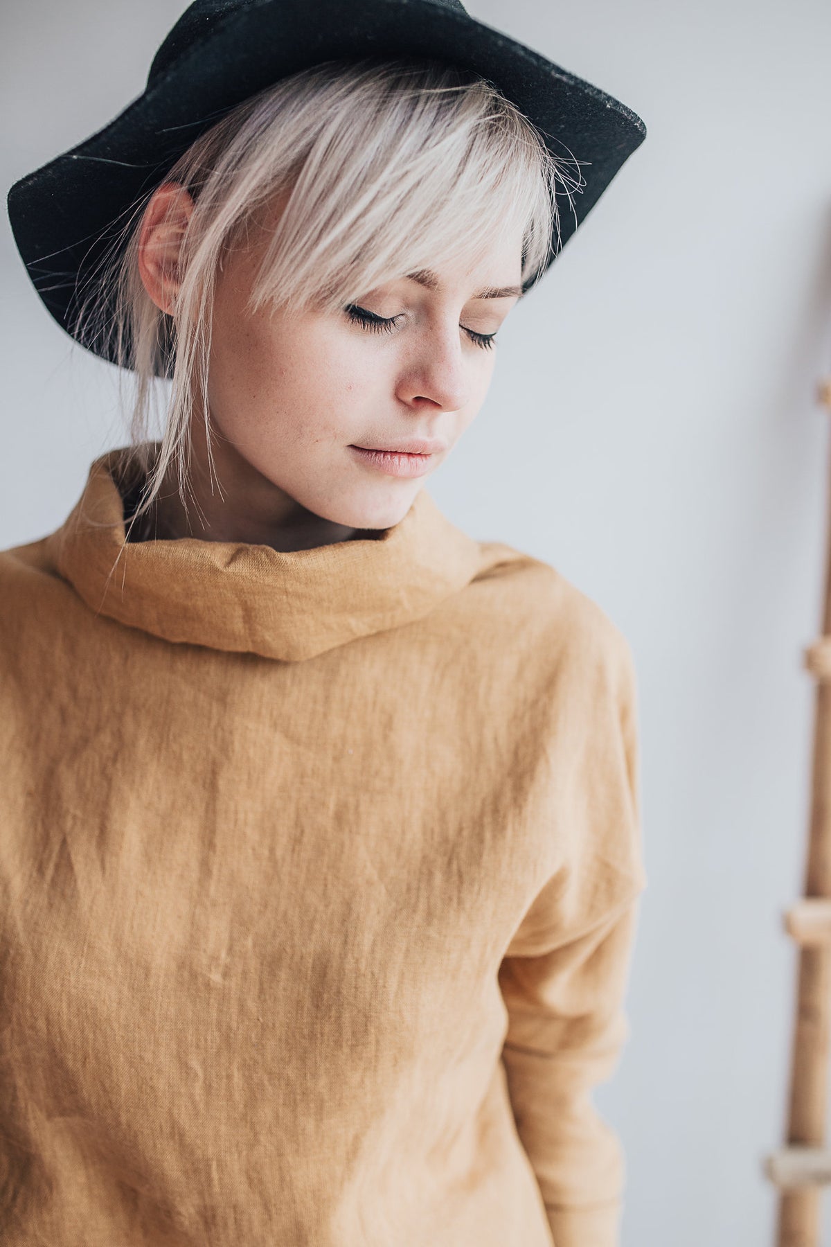 Long Sleeve Linen Tunic with Raised neck, Loose Linen Shirt, Linen Tunic Top, Plus size top, long sleeved shirt, Plus size women clothing