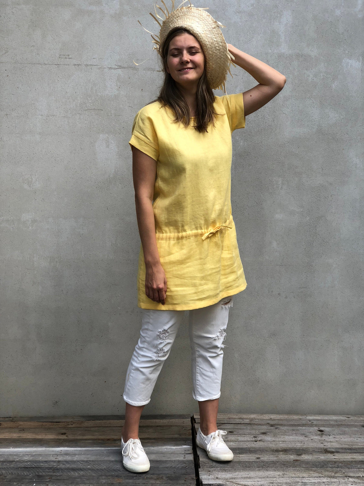 Linen Tunic &amp;#39;Amelia&amp;#39;, Yellow Summer Tunic, Beach Tunic Linen Shirt, Plus size linen Tunics for women Long Shirt, Linen Dress Women Plus Size