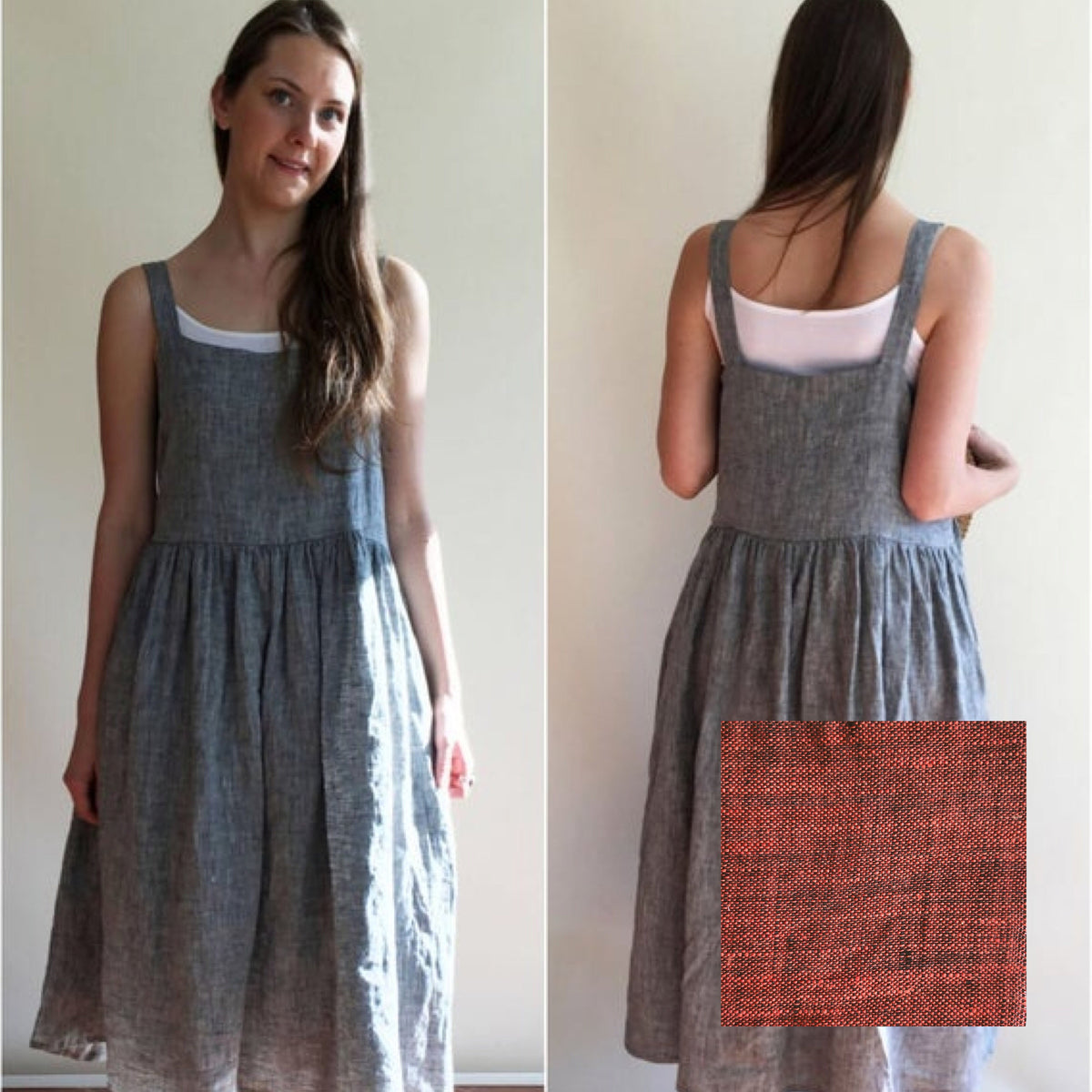 Ready to Ship: Linen Dress, Size M, Pinafore Dress, Sleeveless Maxi Dress, Pinafore Maxi Dress, Linen Maxi Dress