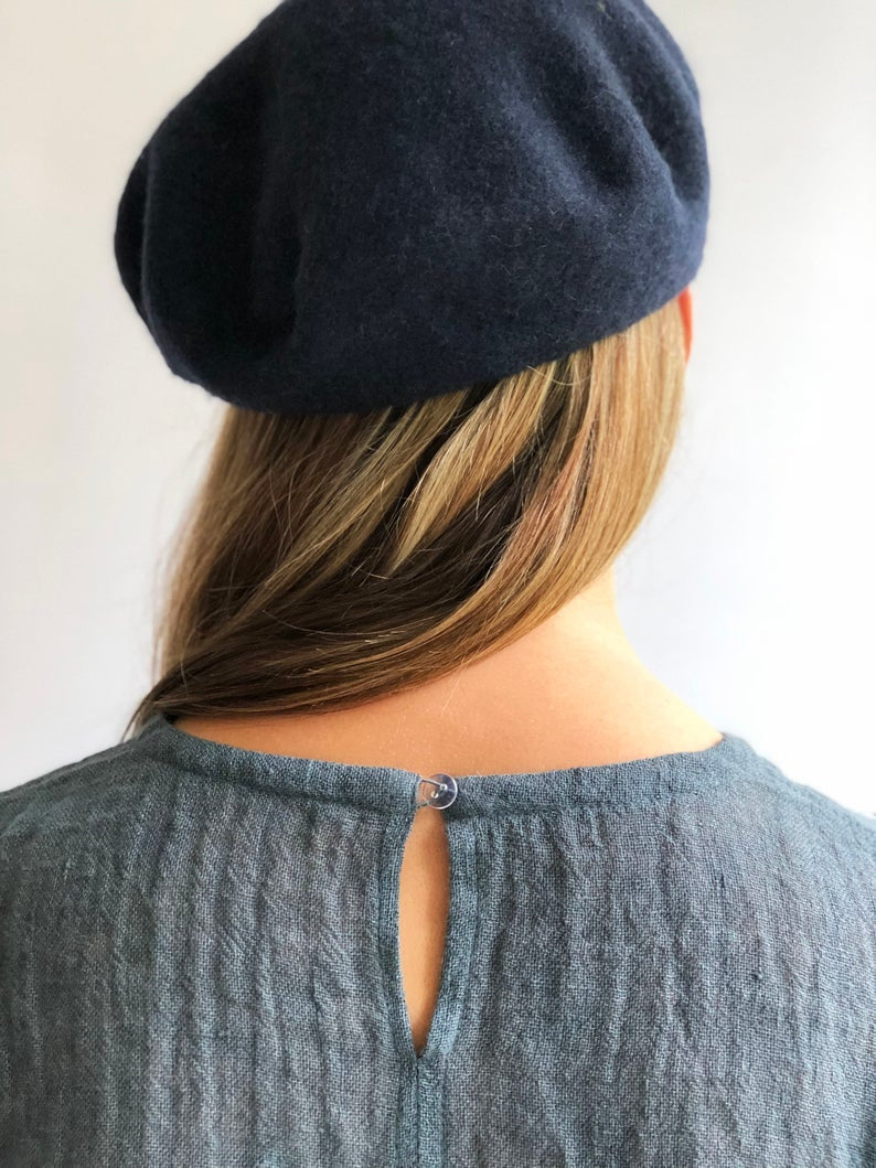 Ready to Ship: Linen Gauzy Shirt &amp;#39;Sophia&amp;#39; with Long Sleeves, Size L, Linen Blouse, Linen Gauze Shirt