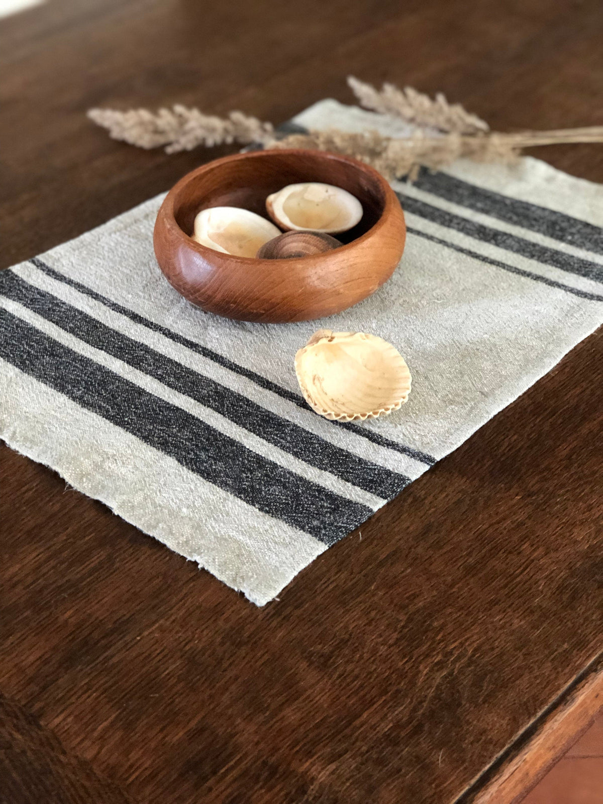 French Striped Linen placemats, set of 6 linen placemats, striped placemats, rustic placemats, country placemats, natural placemats country