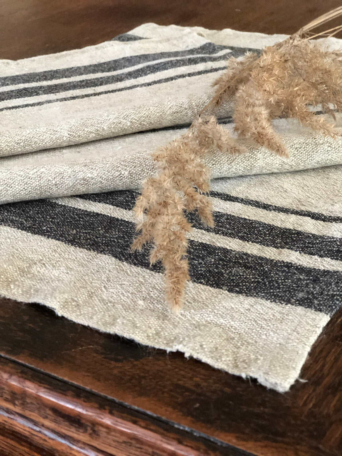 French Striped Linen placemats, set of 6 linen placemats, striped placemats, rustic placemats, country placemats, natural placemats country