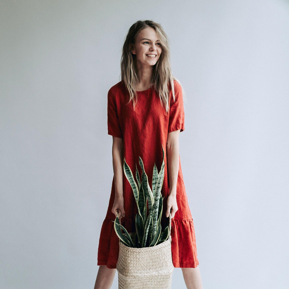 Drop Waist Dress 'Juliana' A line Dress from Linen, Drop Waist Linen D - Linenbee Drop Waist Dress 'Juliana' A line Dress from Linen, Drop Waist Linen D - Linenbee
