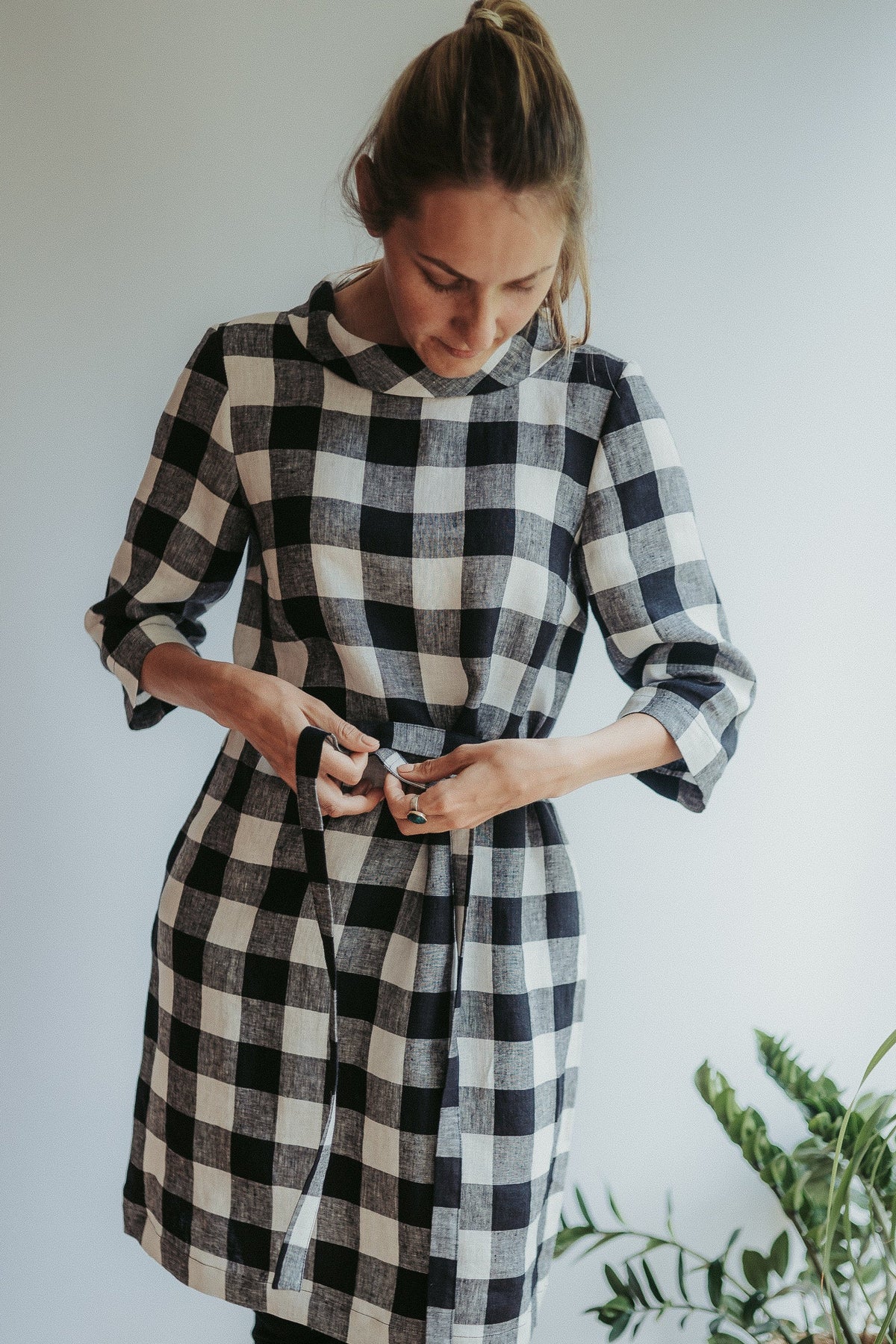 Linen Tunic Dress with Raised Collar &amp;#39;Jackie&amp;#39;, Tunic Dress Women