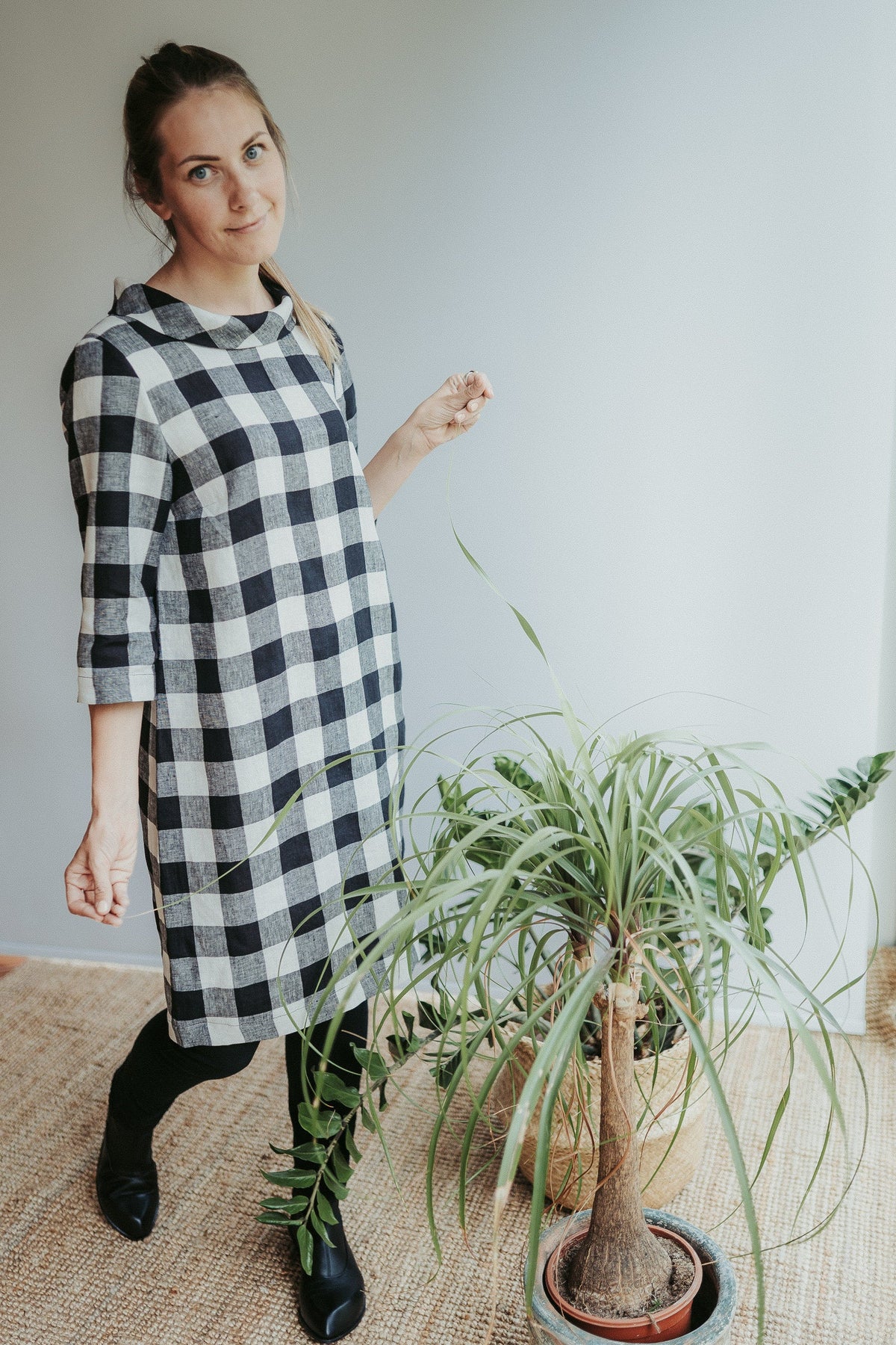 Linen Tunic Dress with Raised Collar &amp;#39;Jackie&amp;#39;, Tunic Dress Women