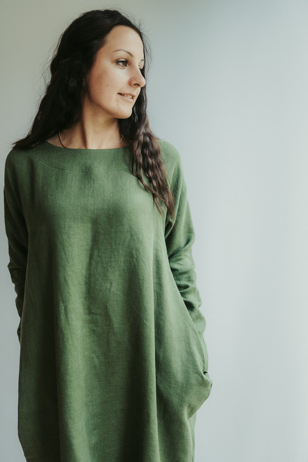 Loose Linen Tunic Dress 'Jo', Plus size Linen tunic - Linenbee Loose Linen Tunic Dress 'Jo', Plus size Linen tunic - Linenbee