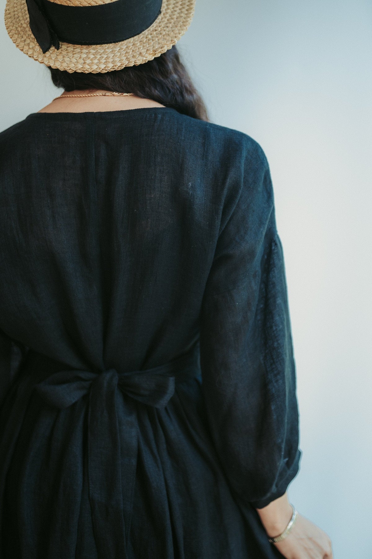 Gauze Linen Dress &amp;#39;Cecilia&amp;#39;, Boho Midi Dress, Long Womans Dress, Maxi Dress, Edwardian Dress, Black Dress, Gothic Dress, Black Maxi Dress