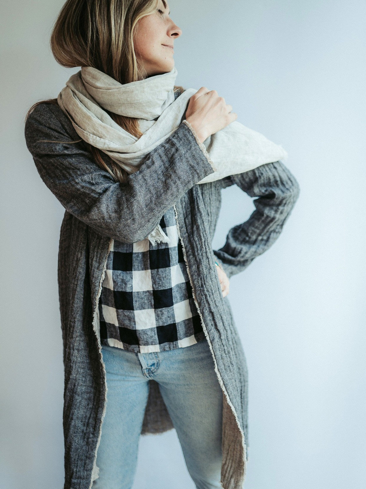 Linen and Wool Smock Jacket &amp;#39;Berta&amp;#39;, Linen Blazer for Women, Linen Coat, Linen Cardigan