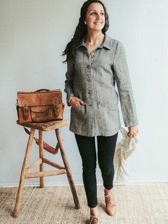 Womens Linen Jacket &amp;#39;Cate&amp;#39;, Linen Blazer for Women, Linen Coat, Linen Cardigan