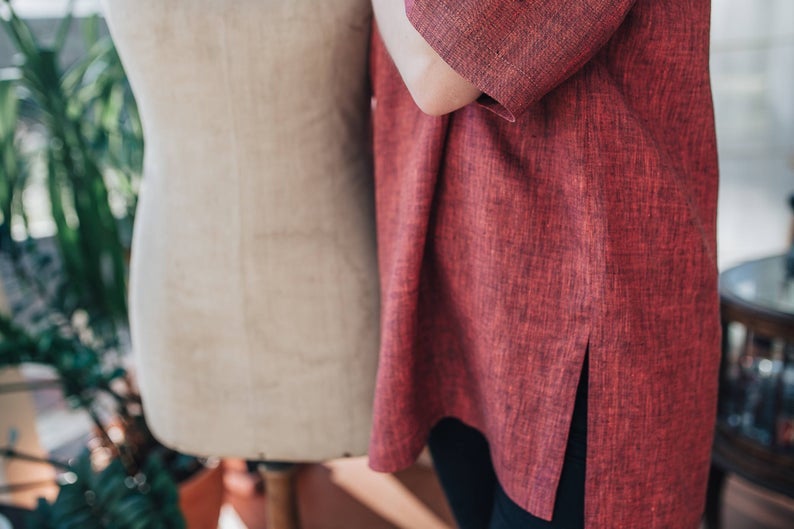 Ready to Ship:Linen Tunic Top, Size M, Linen Tunic for Women, Linen Tunic Plus Size, Womens tunic, Plus size clothing