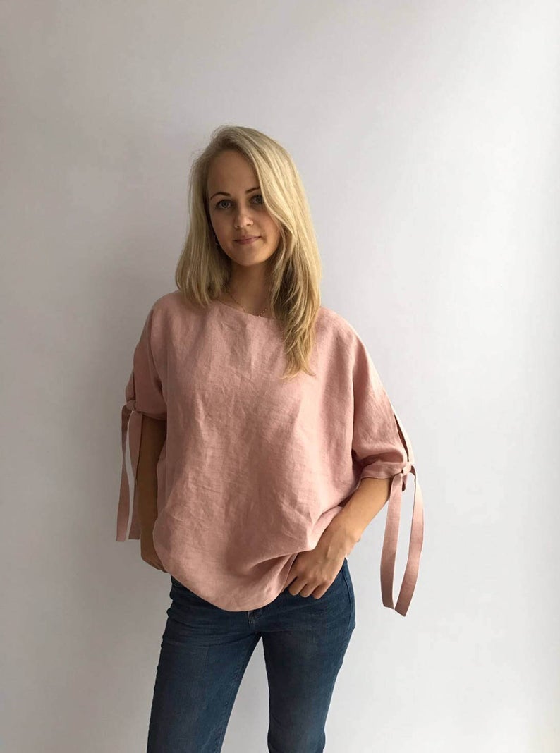 Ready to Ship:Loose linen top, Size XXL, Loose top, Linen Blouse, Loose Blouse, Linen Top, Linen Blouse, Batwing Blouse, Plus size top