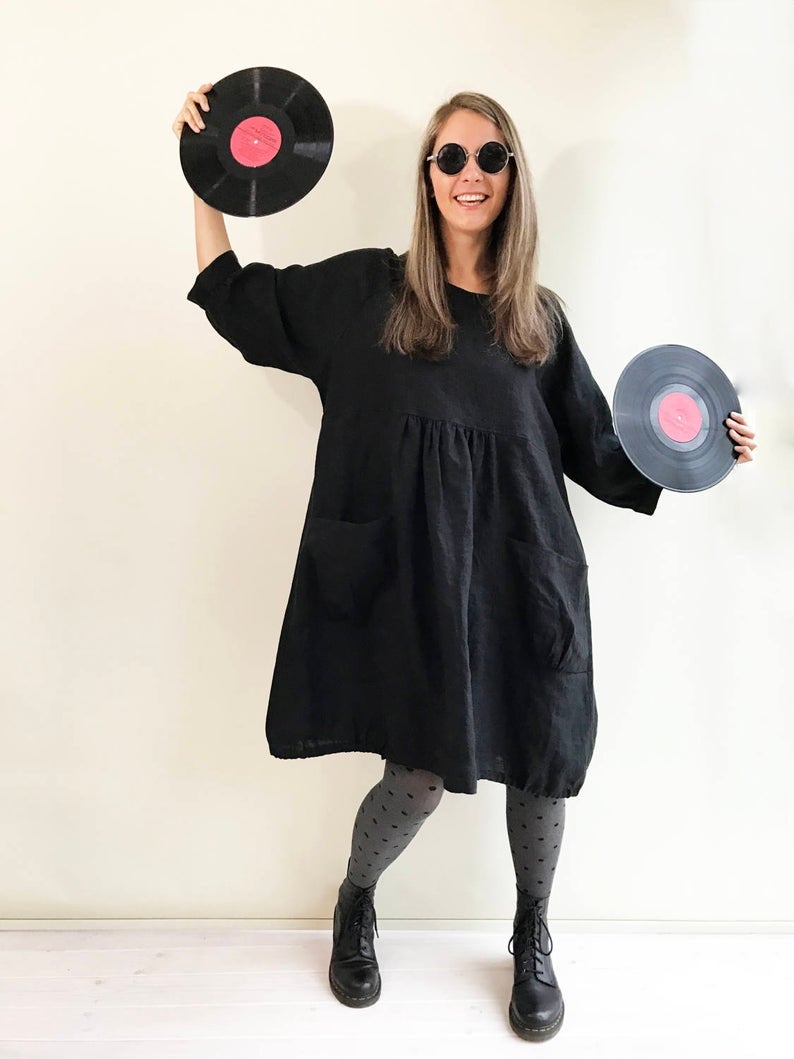 Ready to Ship: Comfortable Loose Tunic Dress, Size M-XXL, Linen Tunic for women, Plus size tunic, Linen Dress, Linen Tunic Dress, tunics