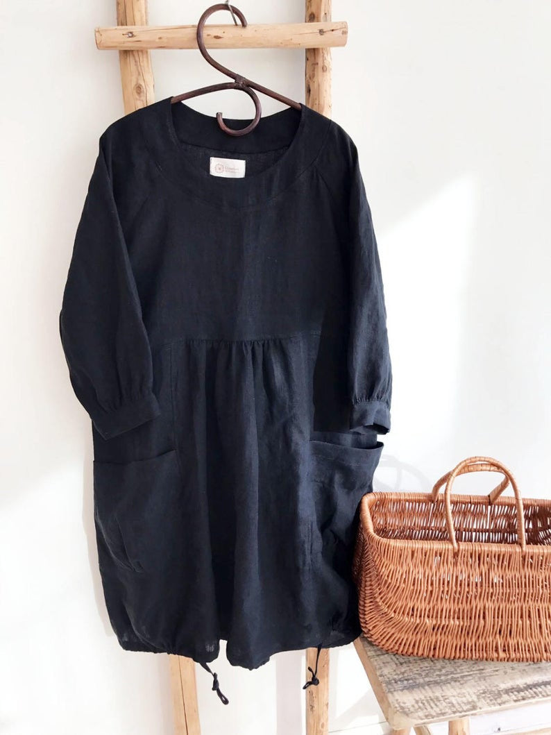 Ready to Ship: Comfortable Loose Tunic Dress, Size M-XXL, Linen Tunic for women, Plus size tunic, Linen Dress, Linen Tunic Dress, tunics