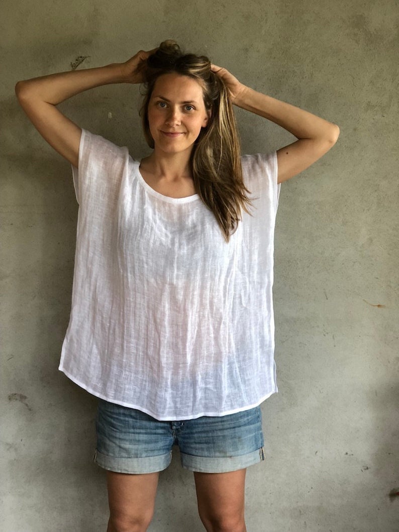 Ready to Ship: Loose Gauze Top &amp;#39;Susan&amp;#39;, Size L-XL