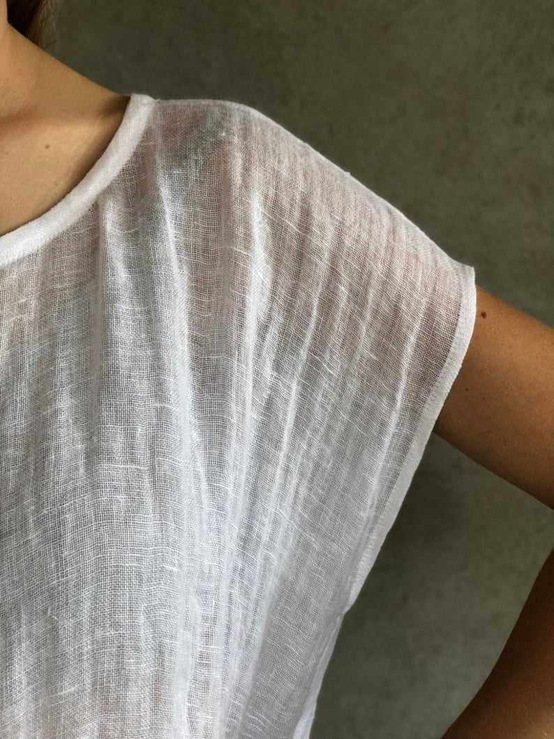 Ready to Ship: Loose Gauze Top &amp;#39;Susan&amp;#39;, Size L-XL