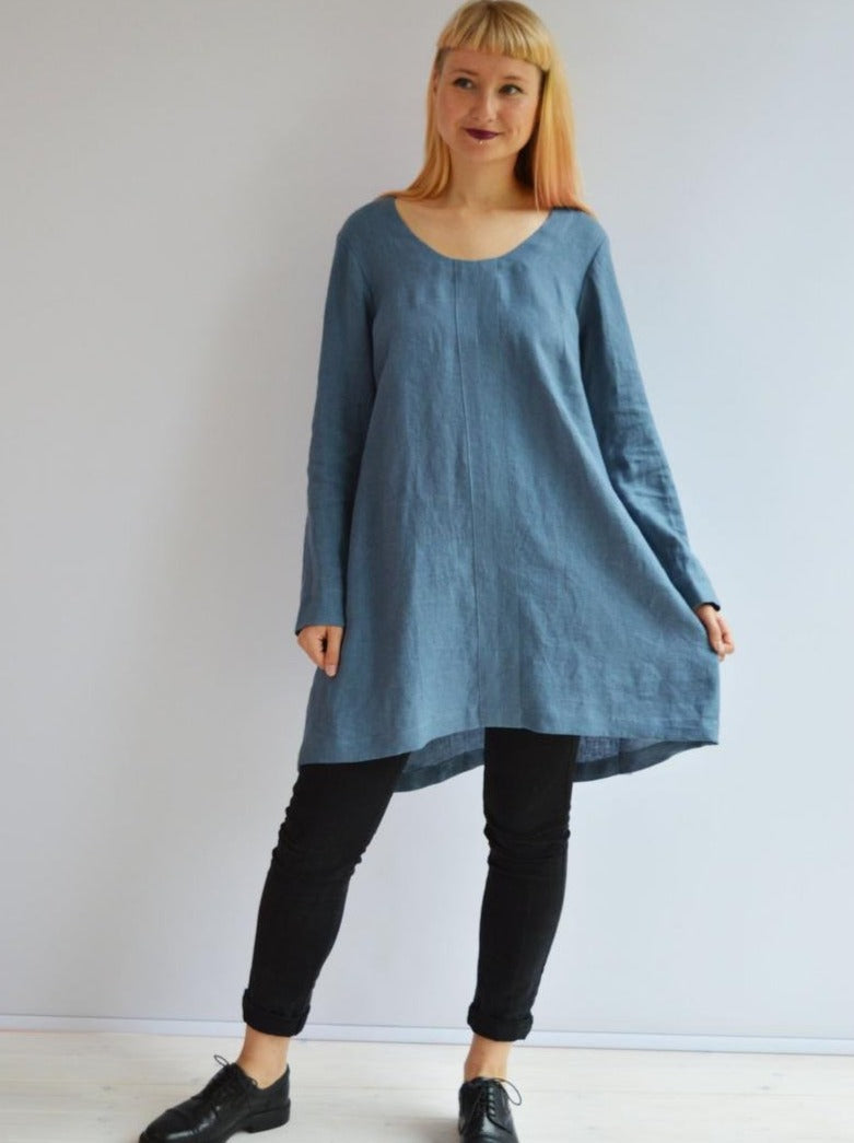 Ready to Ship: Blue Linen Tunic, Size XXL, Plus size tunic top, Linen Tunic for Women, Womens tunic, loose linen tunics, plus size clothing