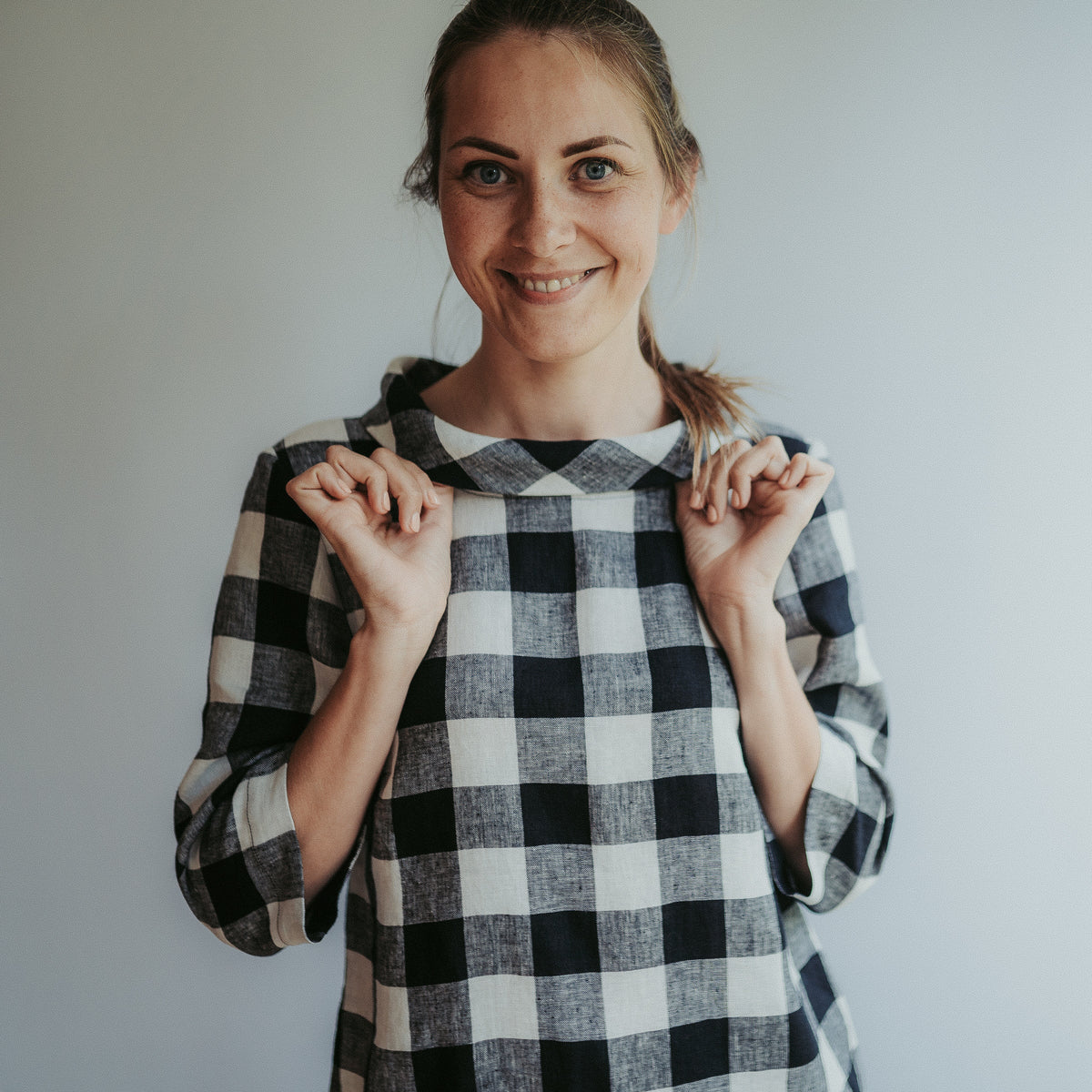 Linen Tunic Dress with Raised Collar &amp;#39;Jackie&amp;#39;, Tunic Dress Women