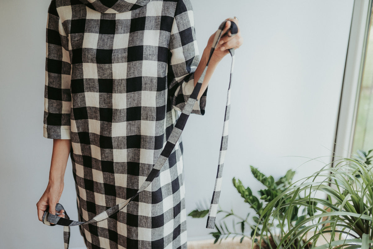 Linen Tunic Dress with Raised Collar &amp;#39;Jackie&amp;#39;, Tunic Dress Women