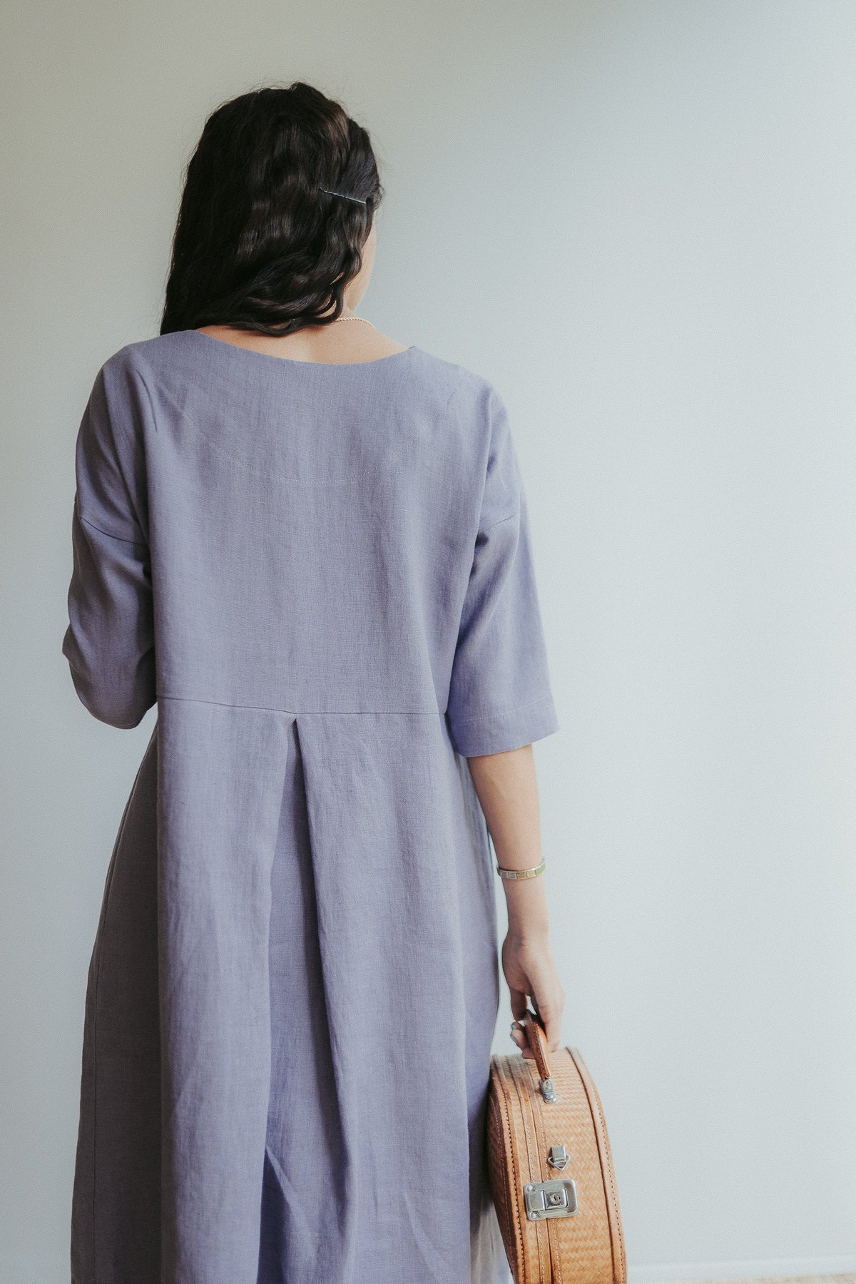 Linen Midi Dress &amp;#39;Beckie&amp;#39;, Loose Linen Dress for Women, Linen Tunic Dress, Plus size clothing, Maternity Dress