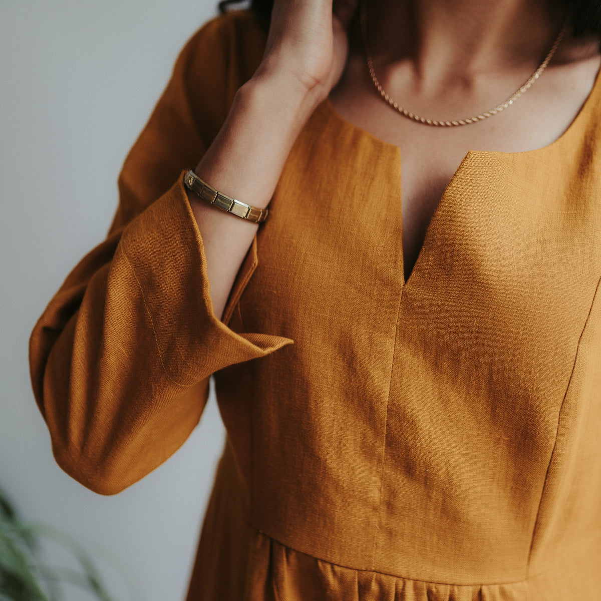 Linen Dress with 3/4 Sleeves and Princess Seams &amp;#39;Aurelia&amp;#39;  Midi length Dress, Long Womens Dress, Maternity dress, Maxi Dress