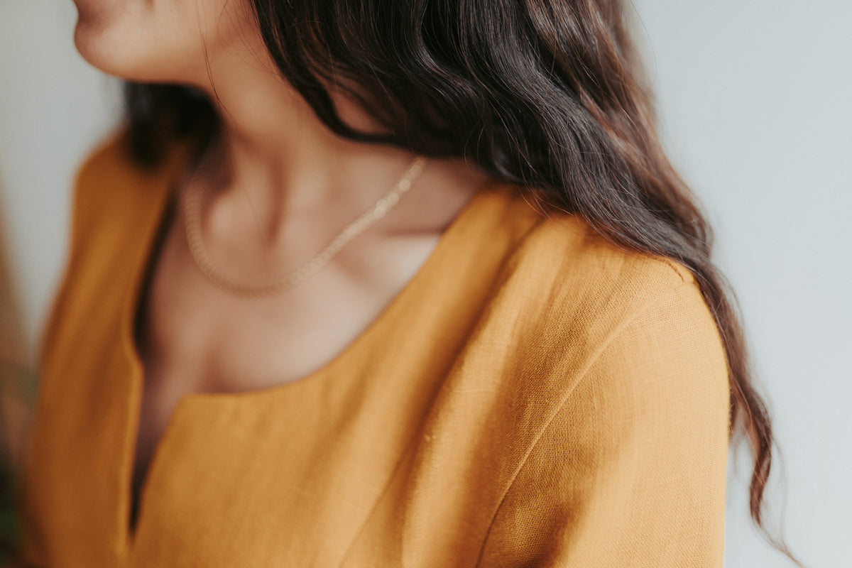 Linen Dress with 3/4 Sleeves and Princess Seams &amp;#39;Aurelia&amp;#39;  Midi length Dress, Long Womens Dress, Maternity dress, Maxi Dress